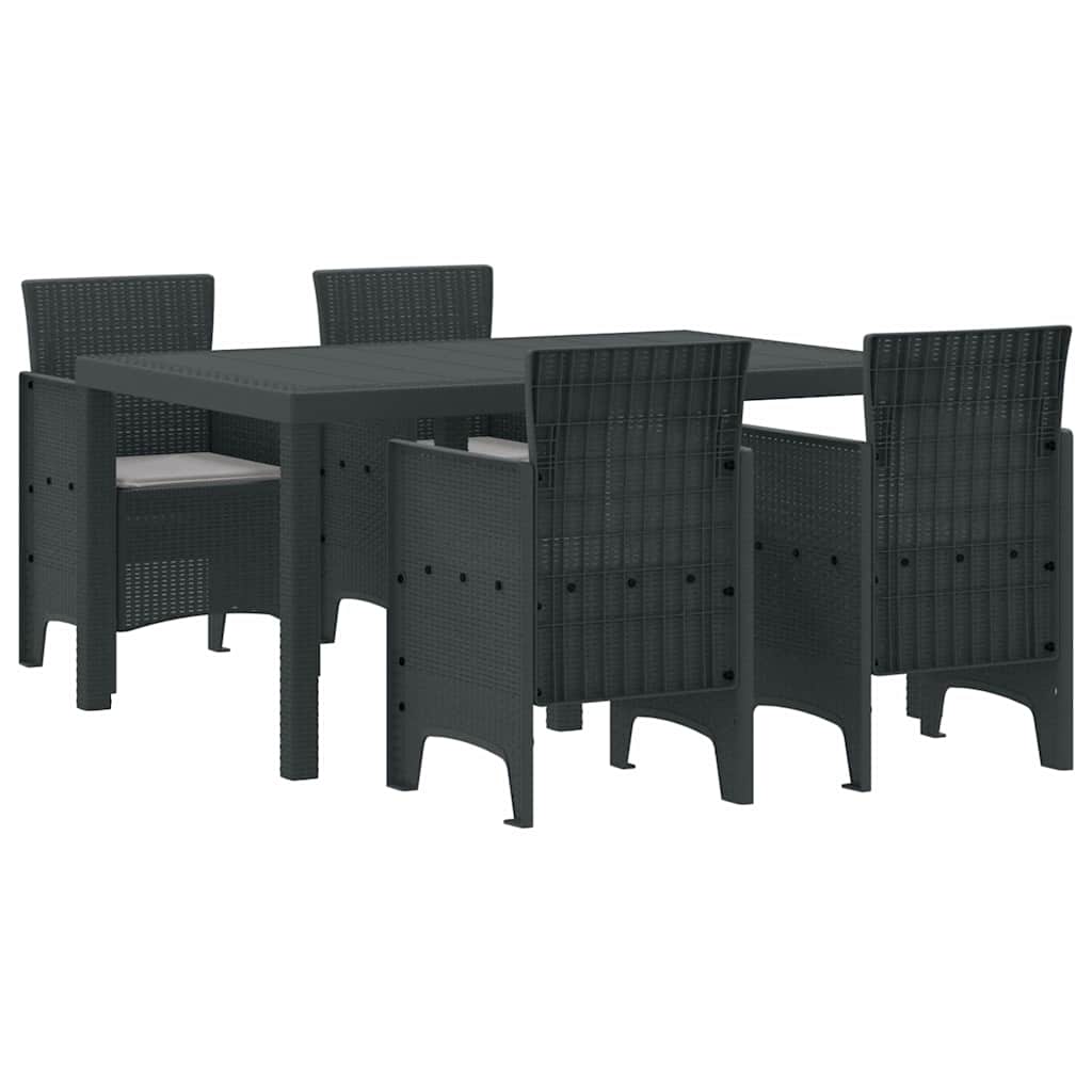 Set da Pranzo per Giardino 5 pcs Antracite Rattan Polt - homemem39