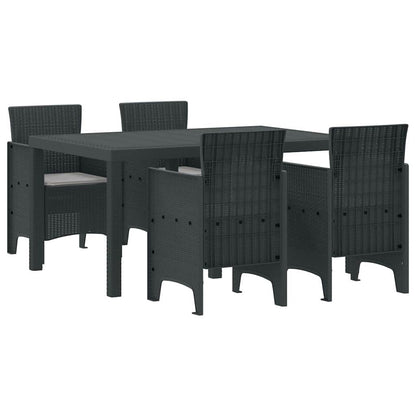 Set da Pranzo per Giardino 5 pcs Antracite Rattan Polt - homemem39
