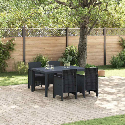 Set da Pranzo per Giardino 5 pcs Antracite Rattan Polt - homemem39