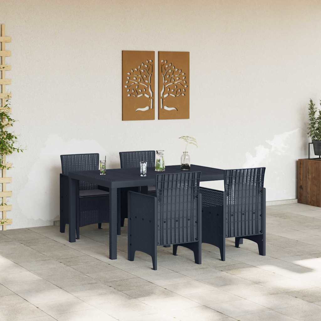 Set da Pranzo per Giardino 5 pcs Antracite Rattan Polt - homemem39