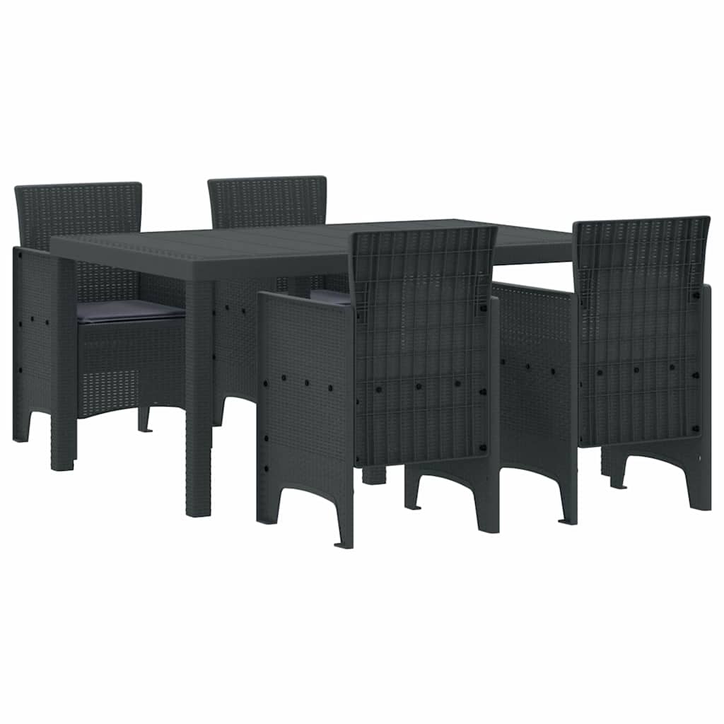 Set da Pranzo per Giardino 5 pcs Antracite Rattan Polt - homemem39