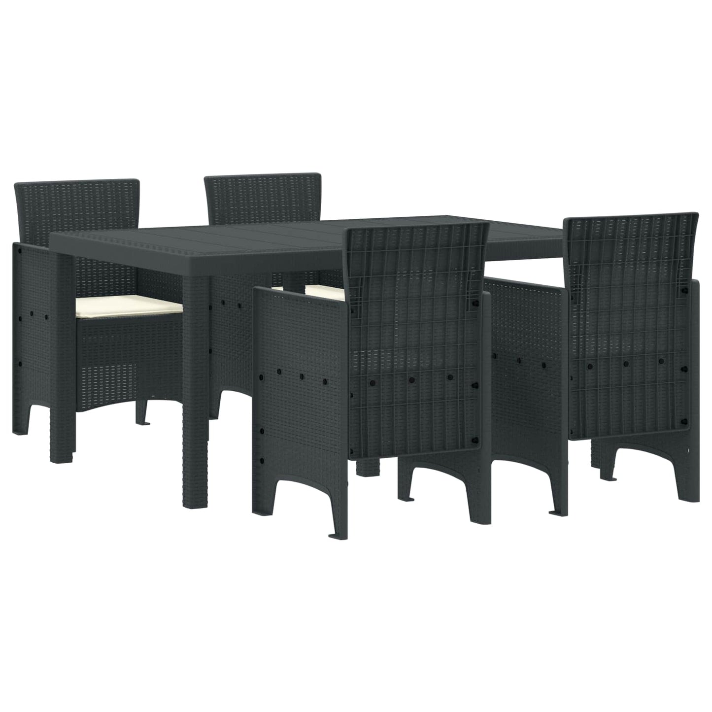 Set da Pranzo per Giardino 5 pcs Antracite Rattan Polt