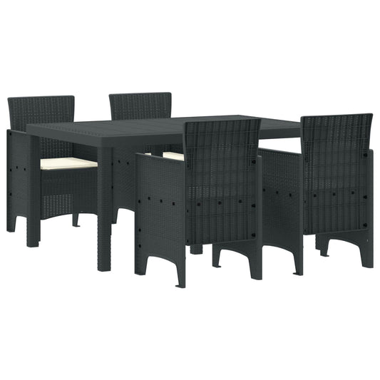 Set da Pranzo per Giardino 5 pcs Antracite Rattan Polt