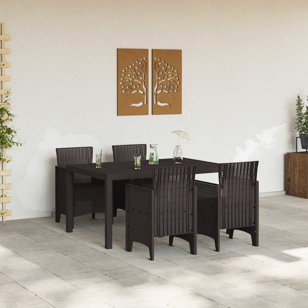 Set da Pranzo per Giardino 5 pcs Marrone Rattan Polt - homemem39