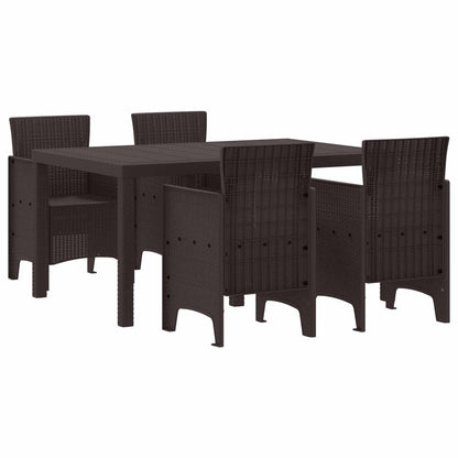 Set da Pranzo per Giardino 5 pcs Marrone Rattan Polt