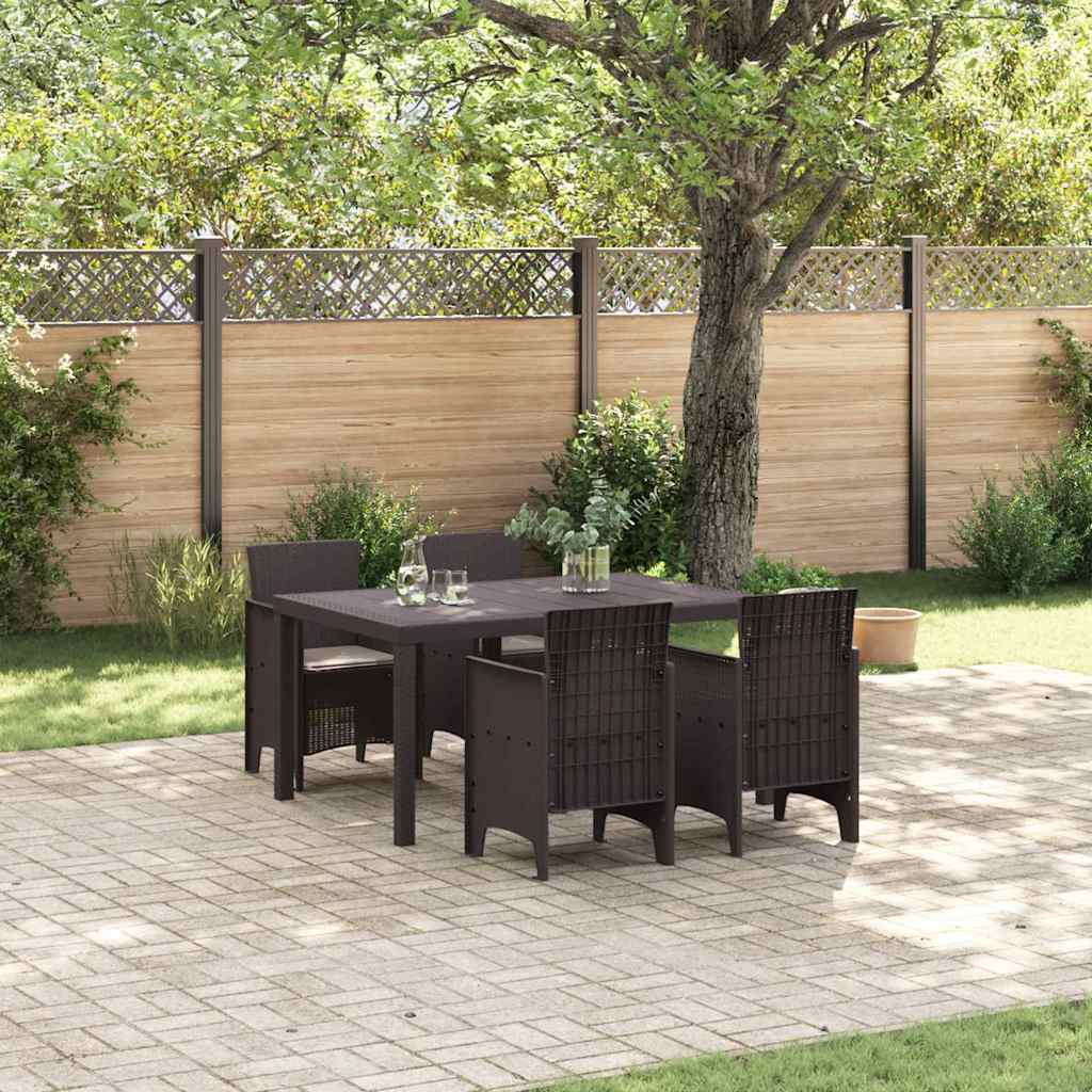 Set da Pranzo per Giardino 5 pcs Marrone Rattan Polt - homemem39