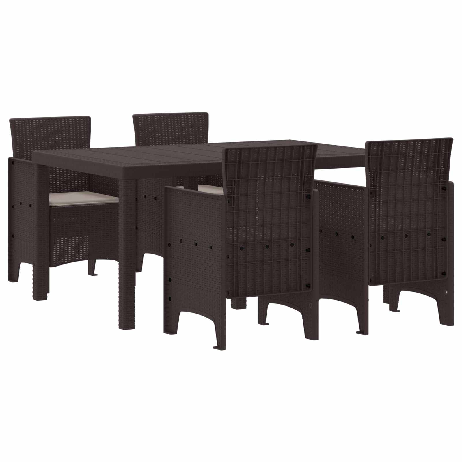 Set da Pranzo per Giardino 5 pcs Marrone Rattan Polt | homemem39