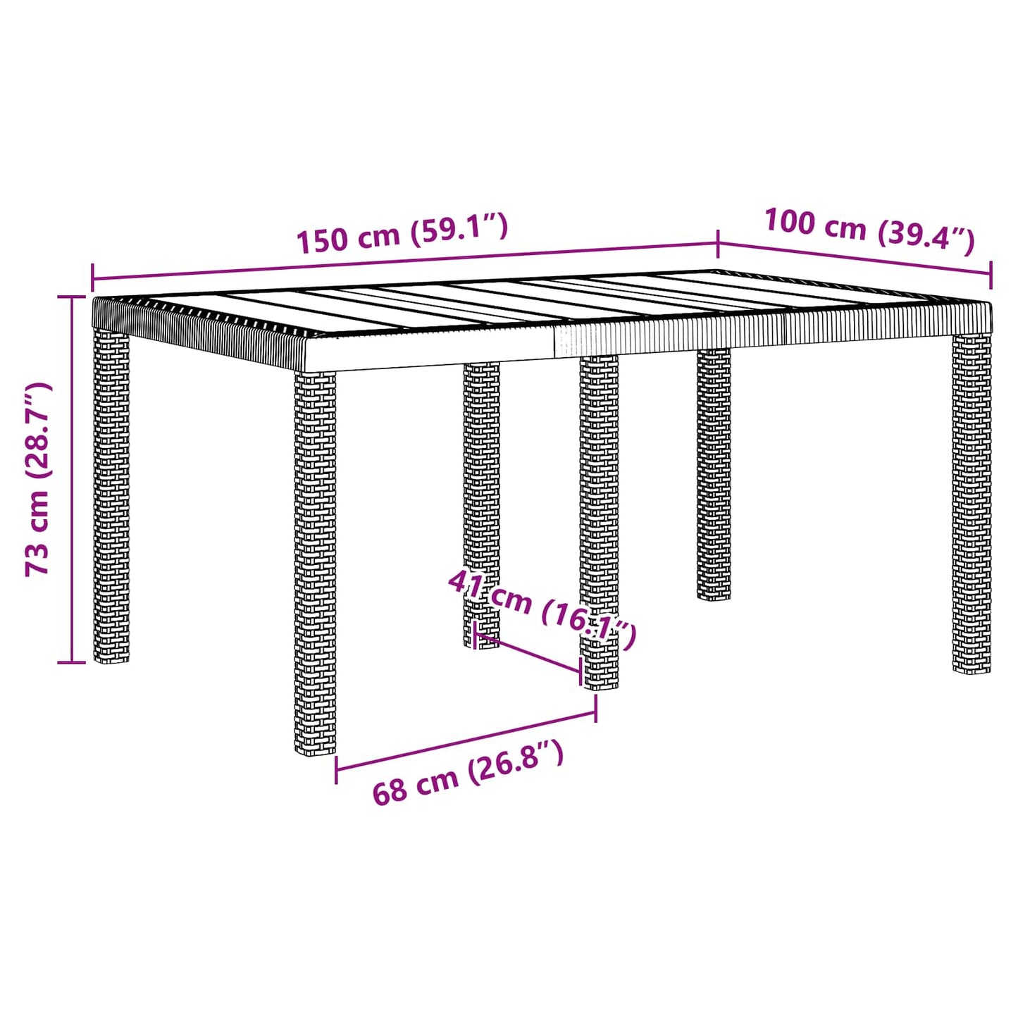 Set da Pranzo per Giardino 5 pcs Marrone Rattan Polt | homemem39