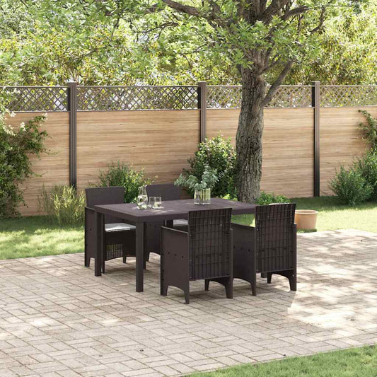 Set da Pranzo per Giardino 5 pcs Marrone Rattan Polt - homemem39