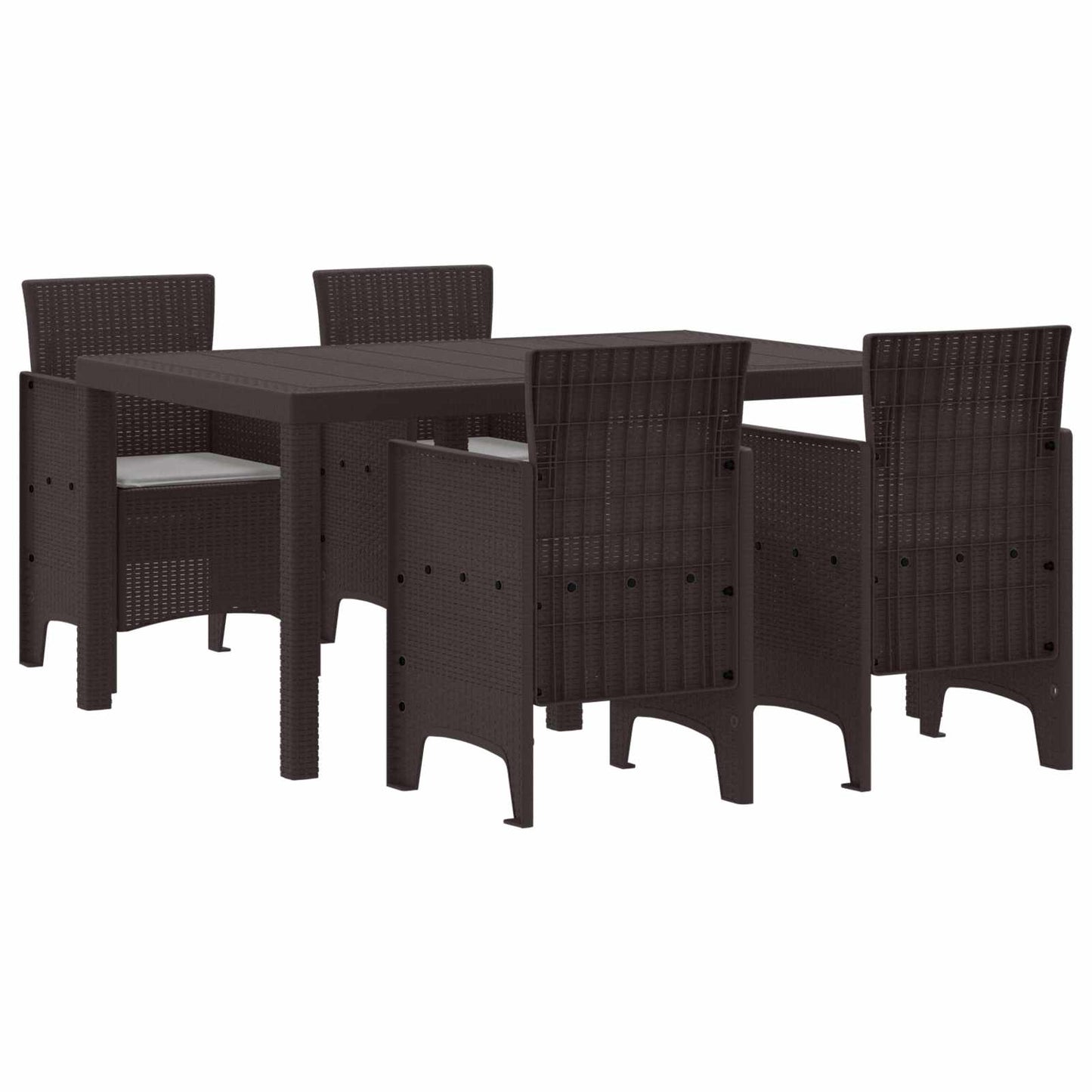 Set da Pranzo per Giardino 5 pcs Marrone Rattan Polt | homemem39