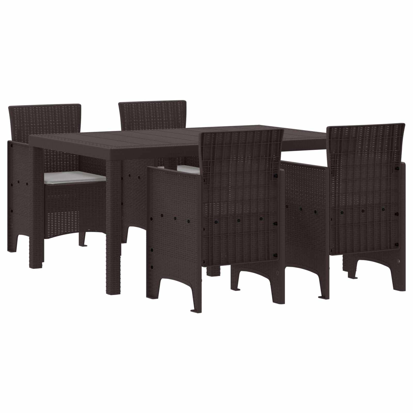 Set da Pranzo per Giardino 5 pcs Marrone Rattan Polt | homemem39