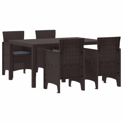 Set da Pranzo per Giardino 5 pcs Marrone Rattan Polt