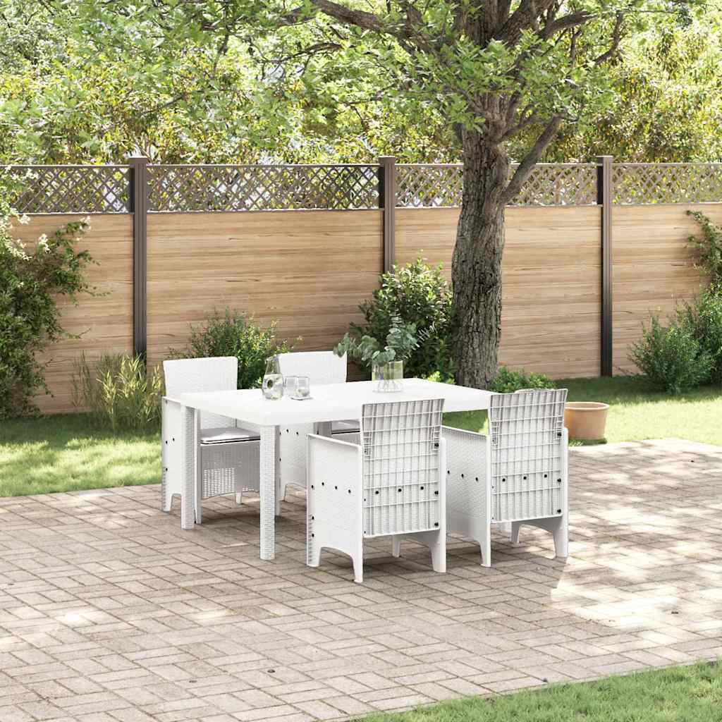 Set da Pranzo per Giardino 5 pcs Bianco Rattan Polt | homemem39