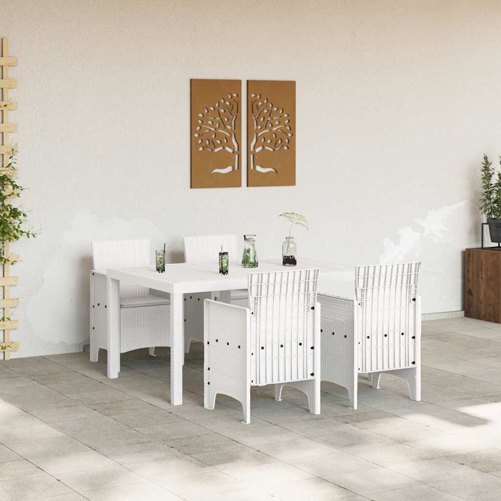 Set da Pranzo per Giardino 5 pcs Bianco Rattan Polt - homemem39