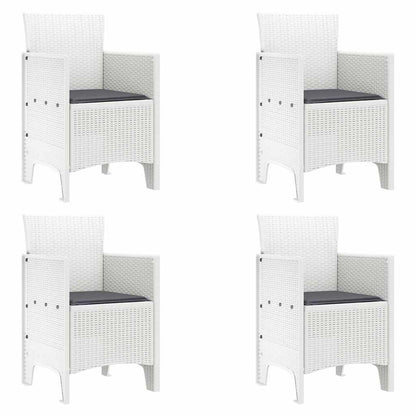 Set da Pranzo per Giardino 5 pcs Bianco Rattan Polt | homemem39