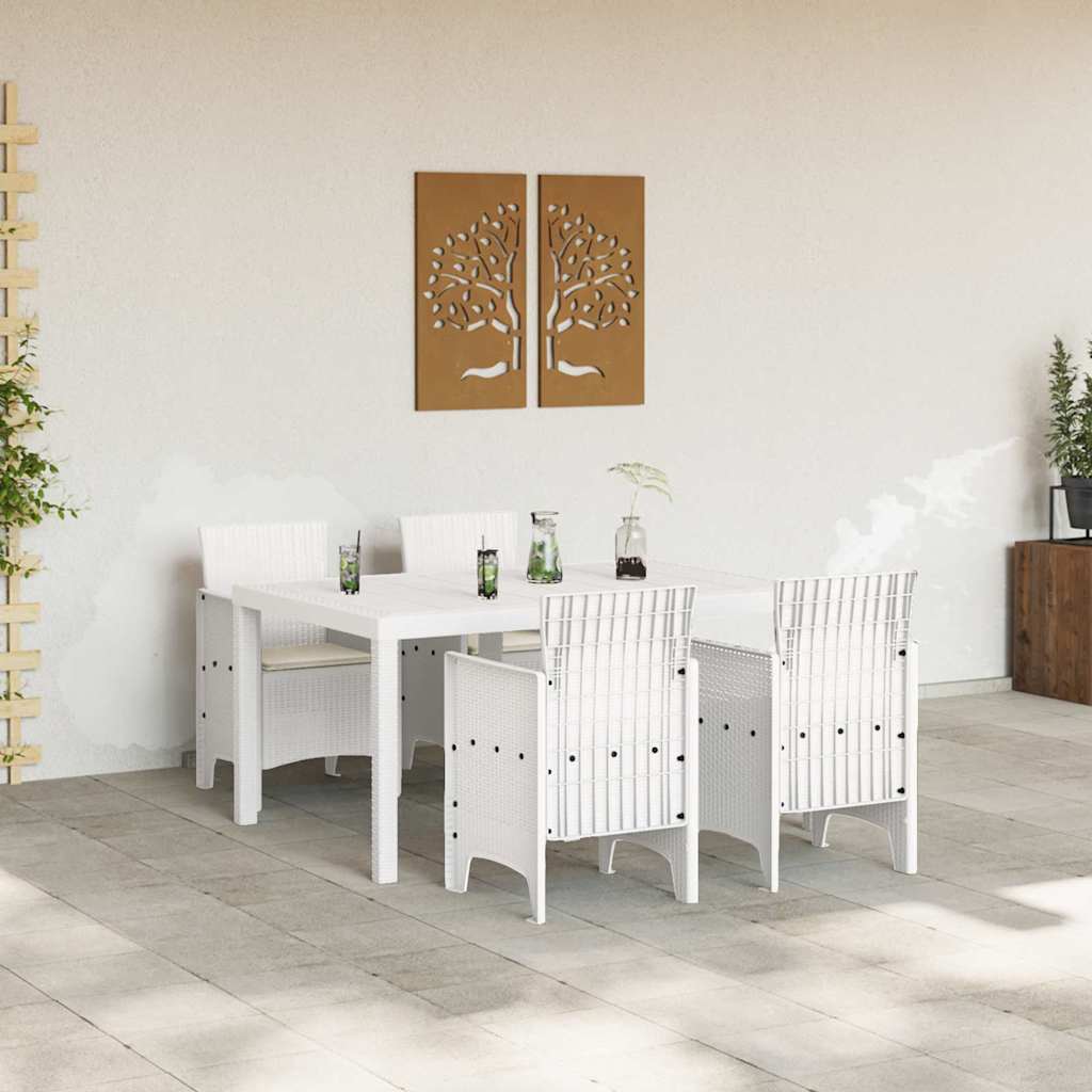 Set da Pranzo per Giardino 5 pcs Bianco Rattan Polt | homemem39