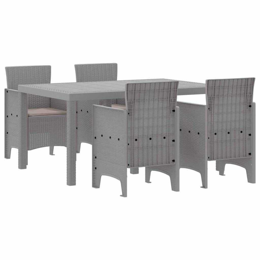 Set da Pranzo per Giardino 5 pcs Grigio chiaro Rattan Polt - homemem39