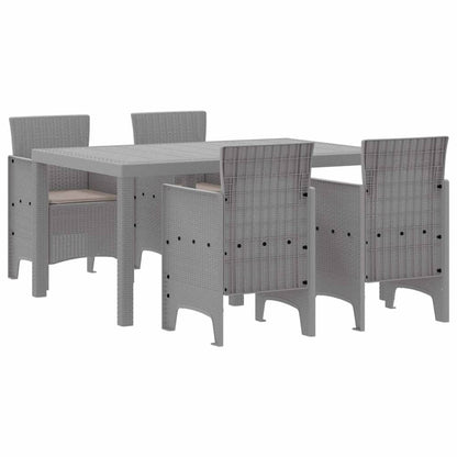 Set da Pranzo per Giardino 5 pcs Grigio chiaro Rattan Polt - homemem39