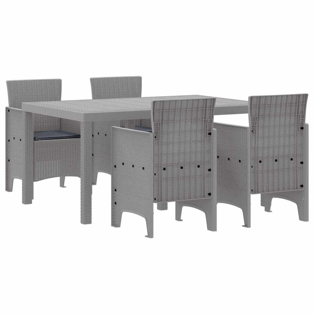 Set da Pranzo per Giardino 5 pcs Grigio chiaro Rattan Polt - homemem39