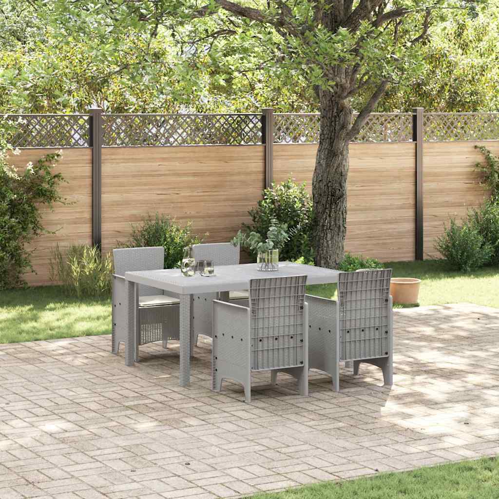 Set da Pranzo per Giardino 5 pcs Grigio chiaro Rattan Polt - homemem39