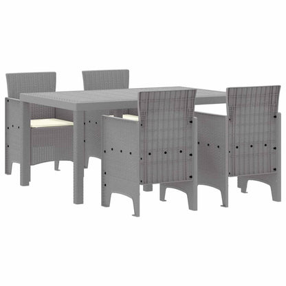 Set da Pranzo per Giardino 5 pcs Grigio chiaro Rattan Polt - homemem39