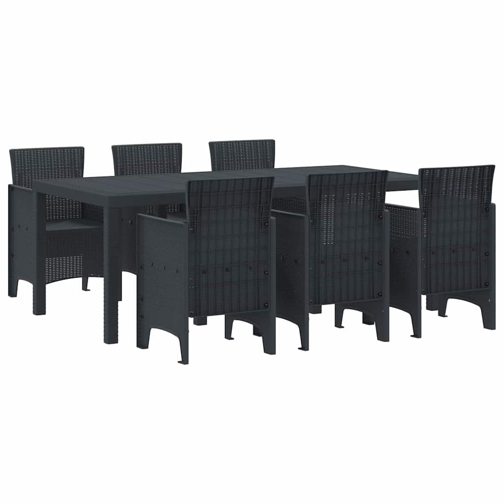 Set da Pranzo per Giardino 7 pcs Antracite Rattan Polt - homemem39