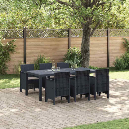 Set da Pranzo per Giardino 7 pcs Antracite Rattan Polt - homemem39