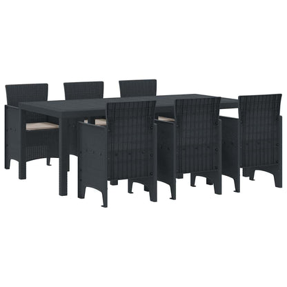 Set da Pranzo per Giardino 7 pcs Antracite Rattan Polt - homemem39