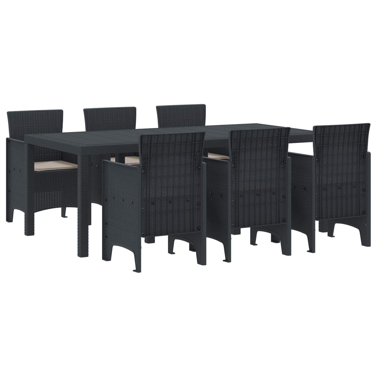Set da Pranzo per Giardino 7 pcs Antracite Polipropilene