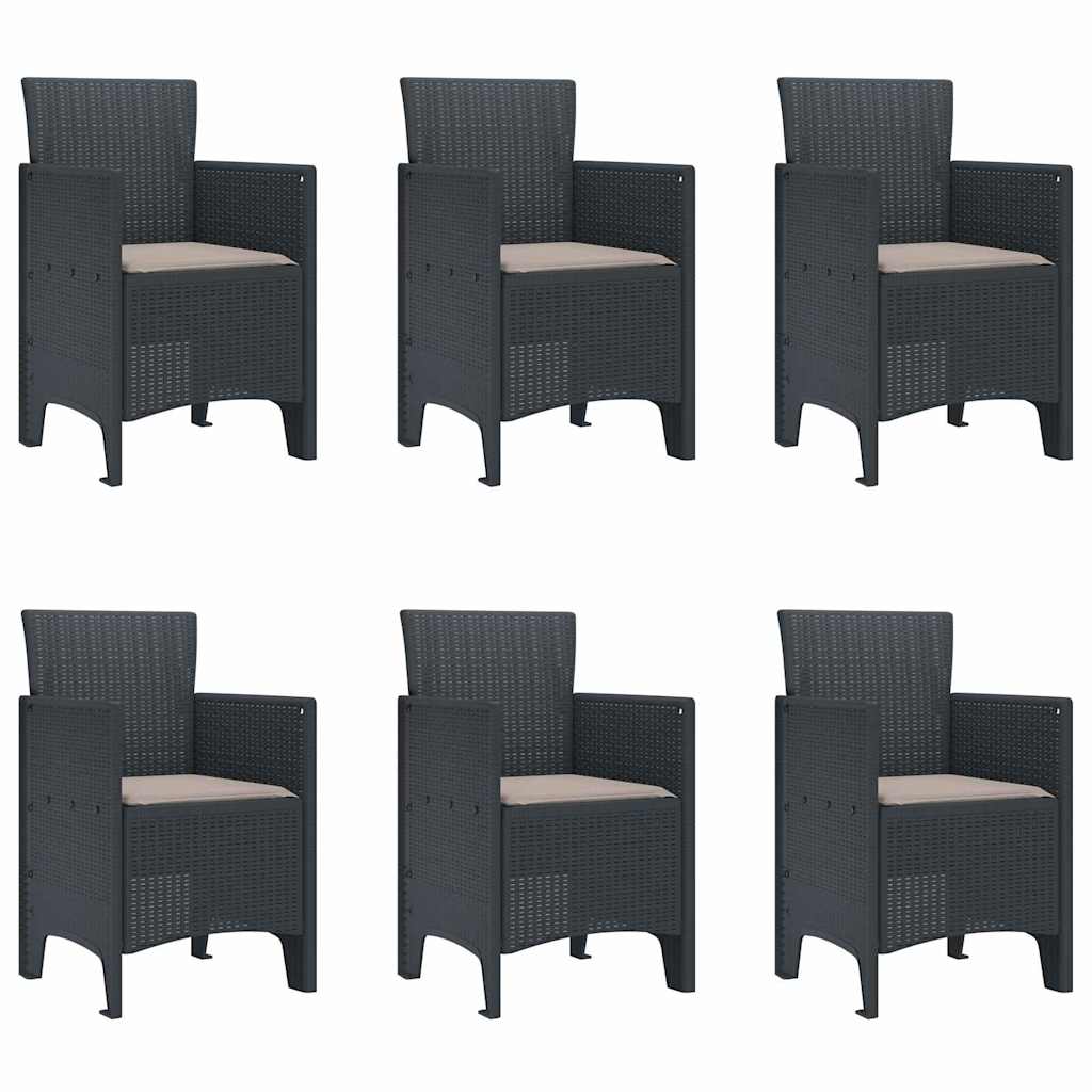 Set da Pranzo per Giardino 7 pcs Antracite Rattan Polt - homemem39