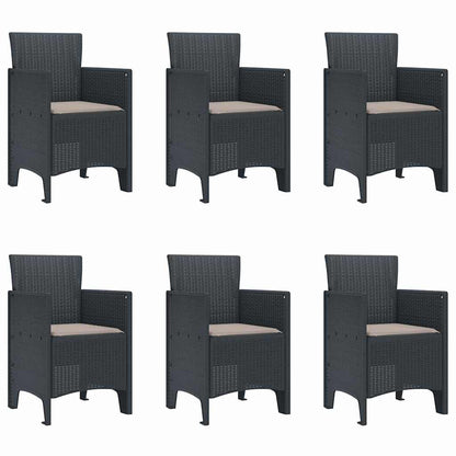 Set da Pranzo per Giardino 7 pcs Antracite Rattan Polt - homemem39