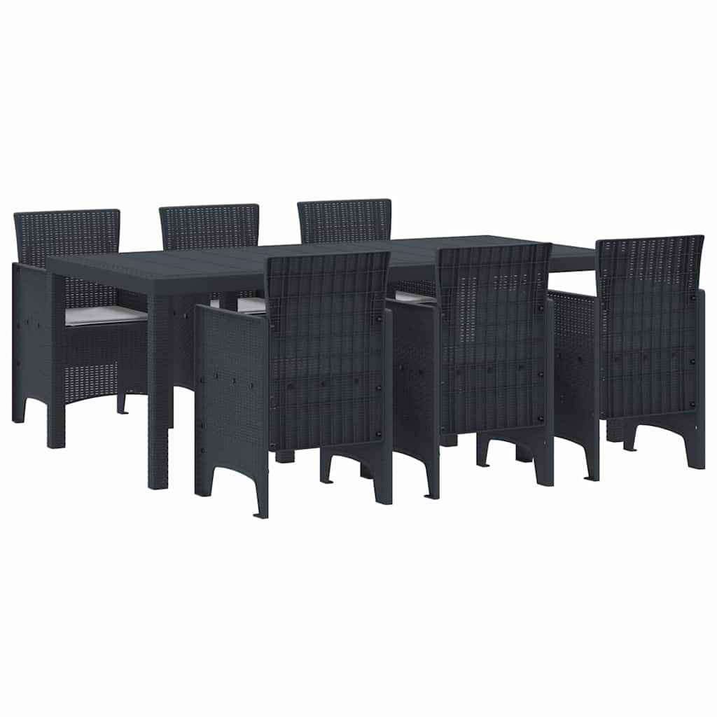 Set da Pranzo per Giardino 7 pcs Antracite Rattan Polt - homemem39