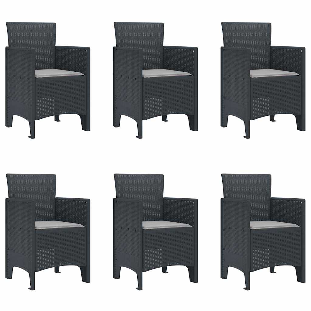 Set da Pranzo per Giardino 7 pcs Antracite Rattan Polt - homemem39