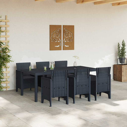 Set da Pranzo per Giardino 7 pcs Antracite Rattan Polt - homemem39