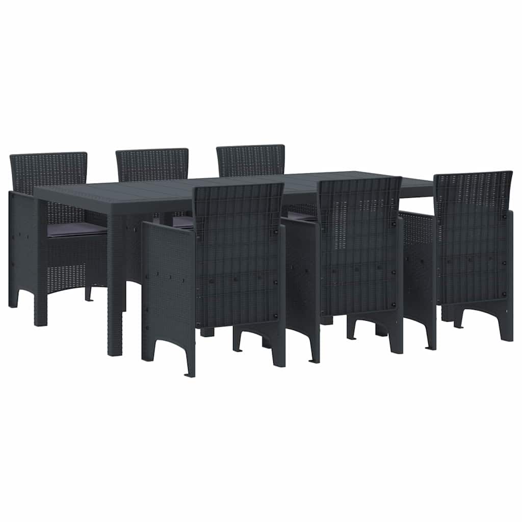 Set da Pranzo per Giardino 7 pcs Antracite Rattan Polt - homemem39