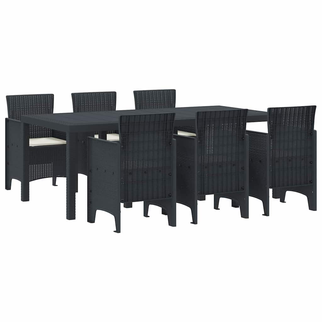 Set da Pranzo per Giardino 7 pcs Antracite Rattan Polt - homemem39