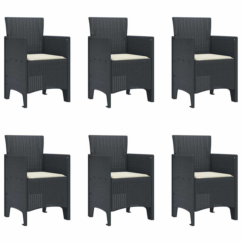 Set da Pranzo per Giardino 7 pcs Antracite Rattan Polt - homemem39