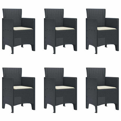 Set da Pranzo per Giardino 7 pcs Antracite Rattan Polt - homemem39