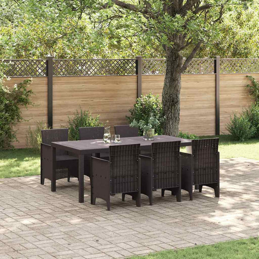 Set da Pranzo per Giardino 7 pcs Marrone Rattan Polt - homemem39