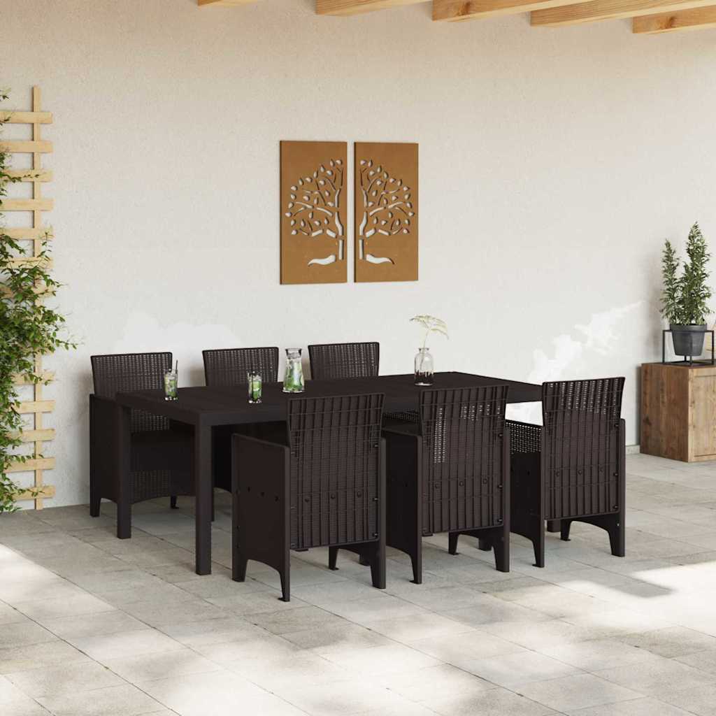 Set da Pranzo per Giardino 7 pcs Marrone Rattan Polt - homemem39
