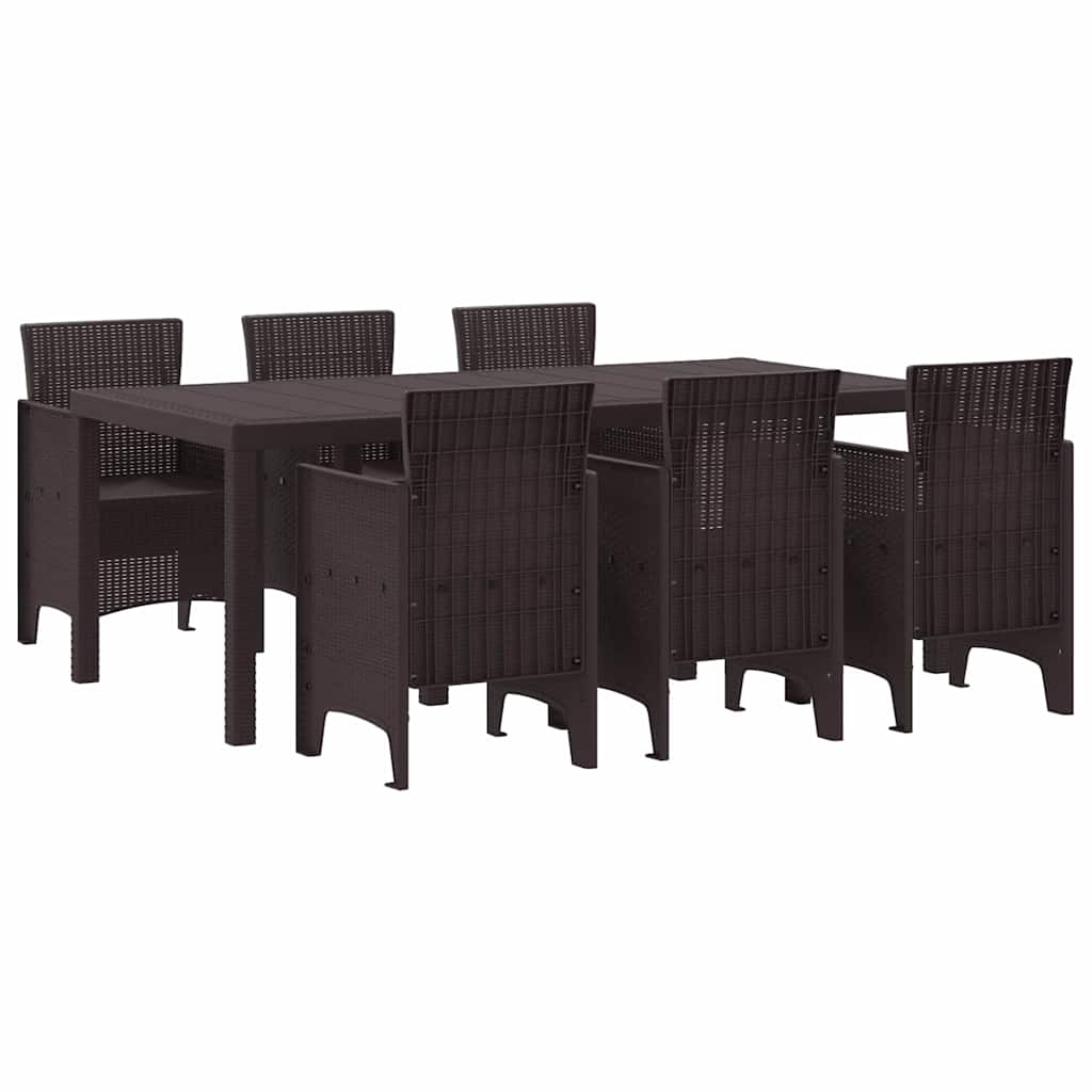 Set da Pranzo per Giardino 7 pcs Marrone Rattan Polt - homemem39