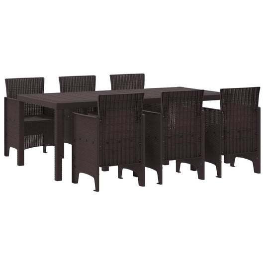 Set da Pranzo per Giardino 7 pcs Marrone Polipropilene | homemem39