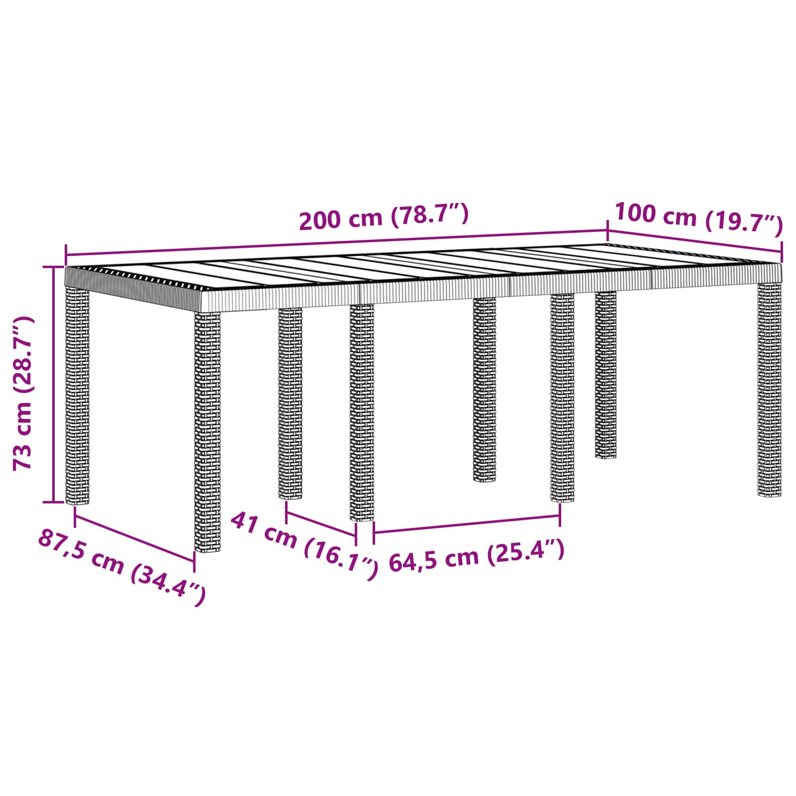 Set da Pranzo per Giardino 7 pcs Marrone Polipropilene | homemem39