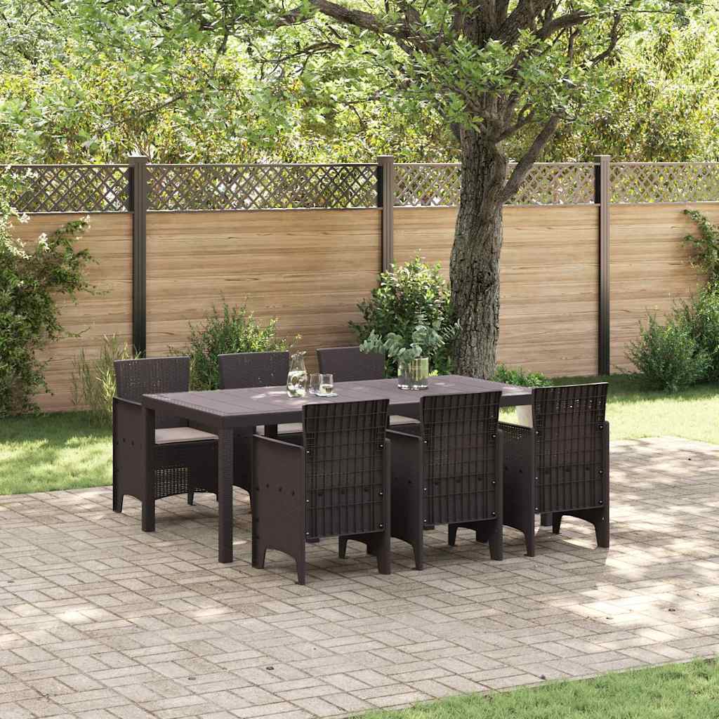 Set da Pranzo per Giardino 7 pcs Marrone Rattan Polt - homemem39