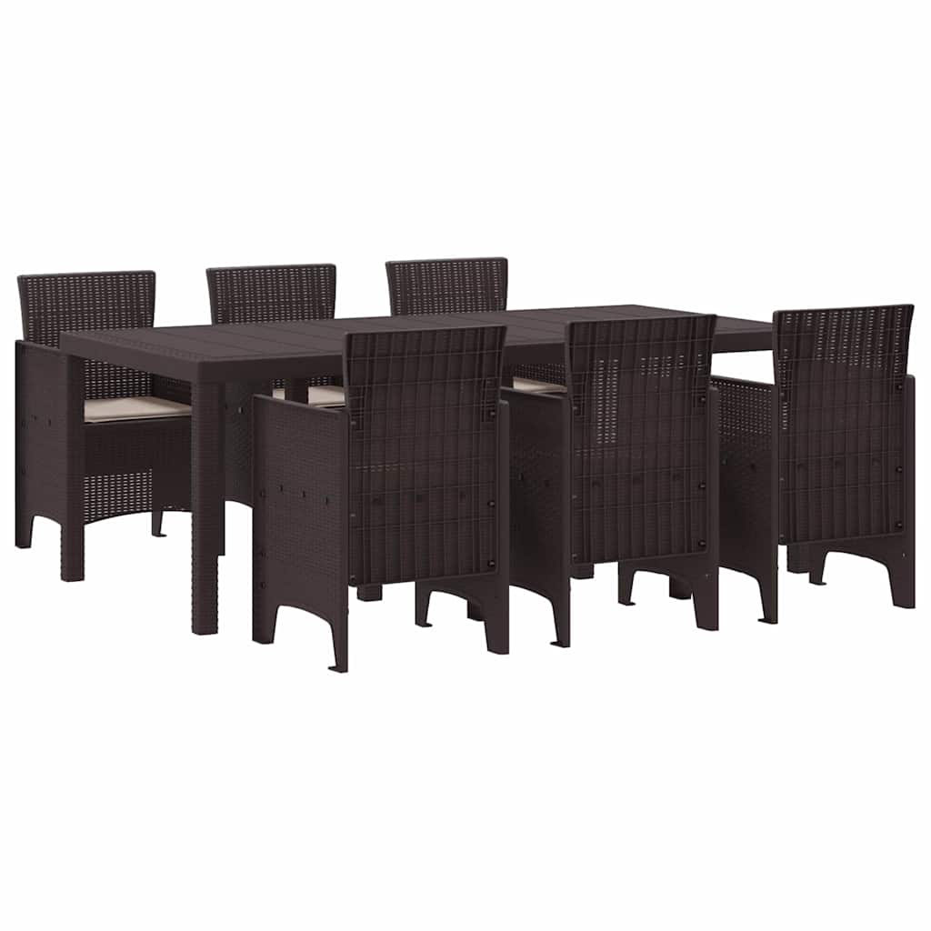 Set da Pranzo per Giardino 7 pcs Marrone Rattan Polt - homemem39