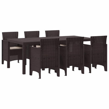 Set da Pranzo per Giardino 7 pcs Marrone Rattan Polt - homemem39