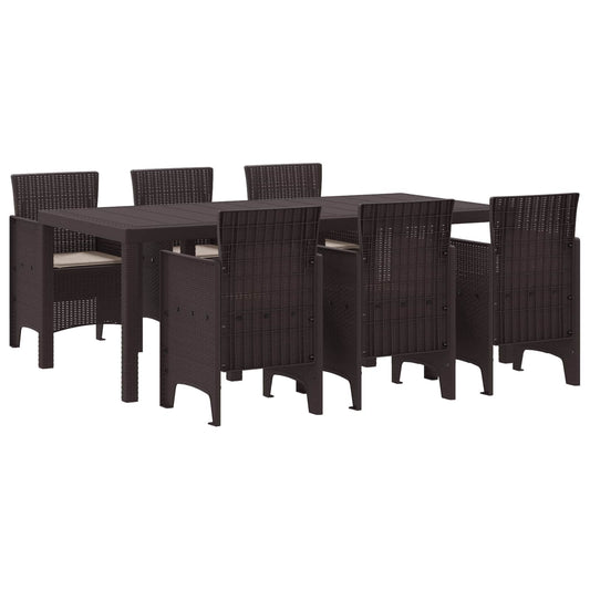 Set da Pranzo per Giardino 7 pcs Marrone Polipropilene | homemem39