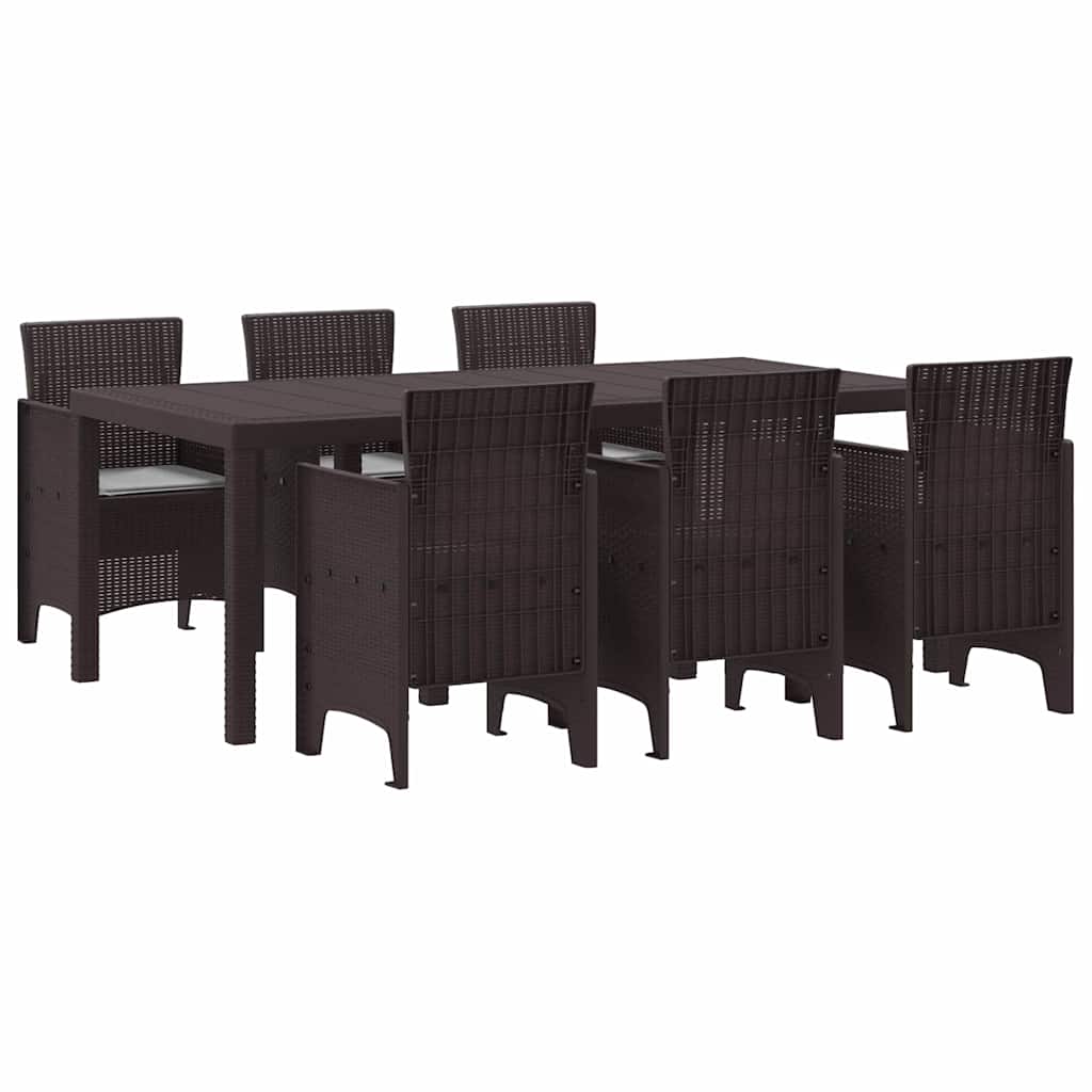 Set da Pranzo per Giardino 7 pcs Marrone Rattan Polt - homemem39