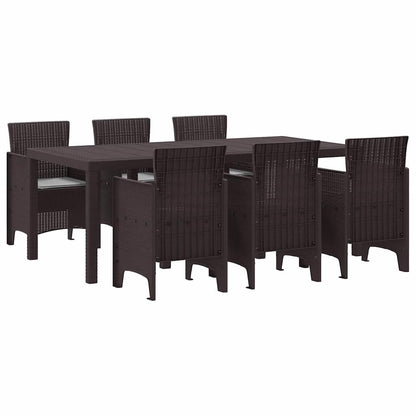 Set da Pranzo per Giardino 7 pcs Marrone Rattan Polt - homemem39