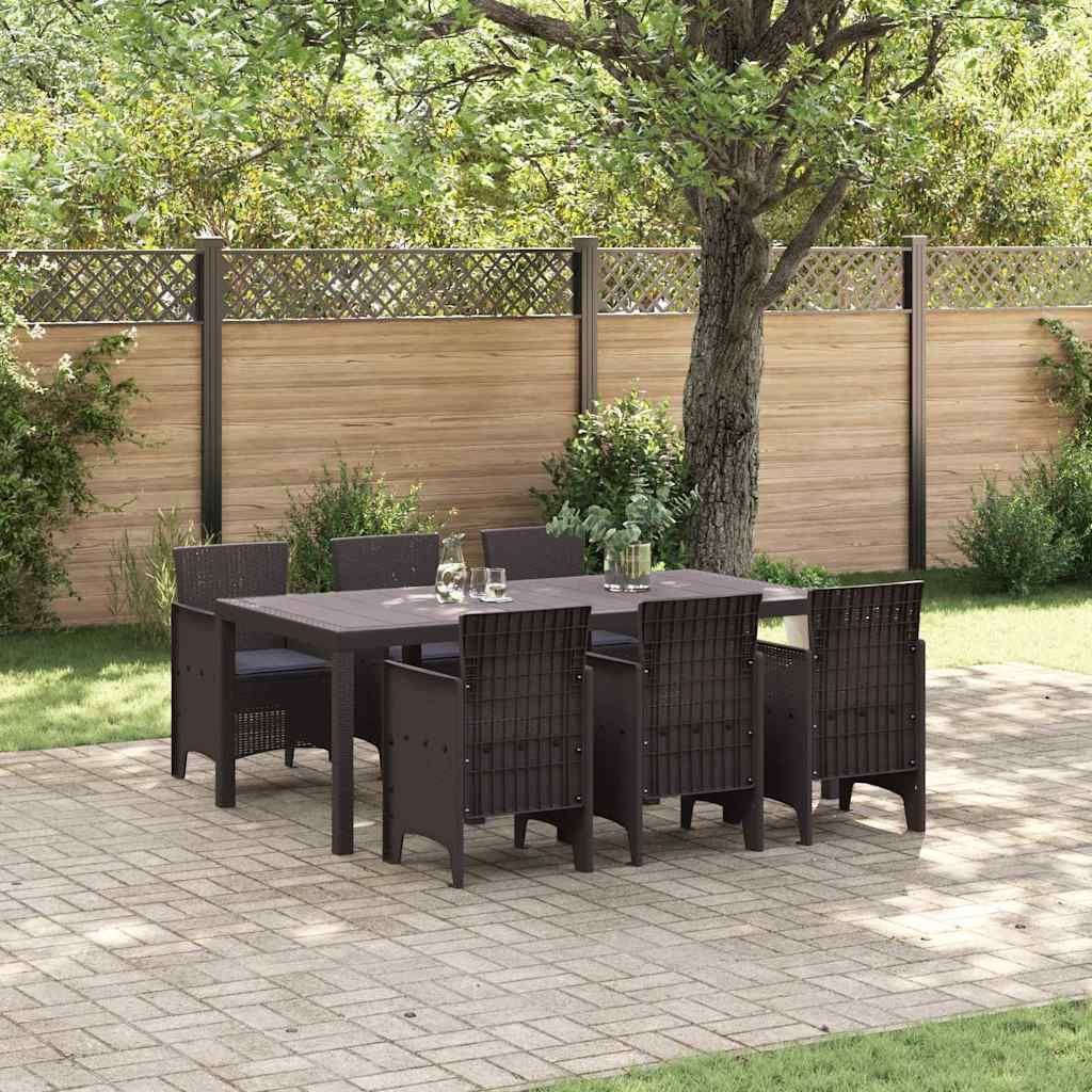 Set da Pranzo per Giardino 7 pcs Marrone Rattan Polt - homemem39